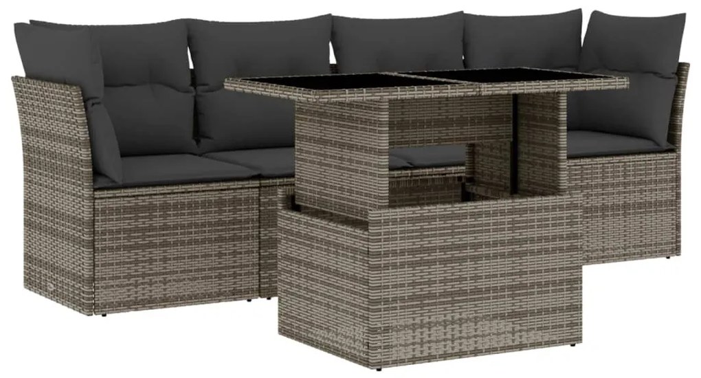 5 részes szürke polyrattan kerti ülőgarnitúra párnákkal