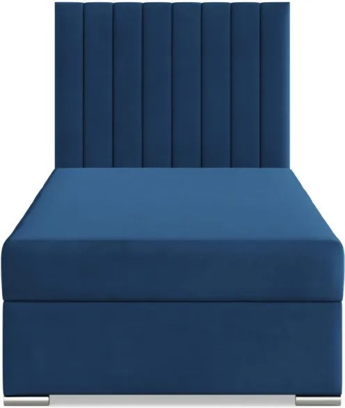 Agen egyszemélyes ágy, bársony, ágyneműtartóval, kék