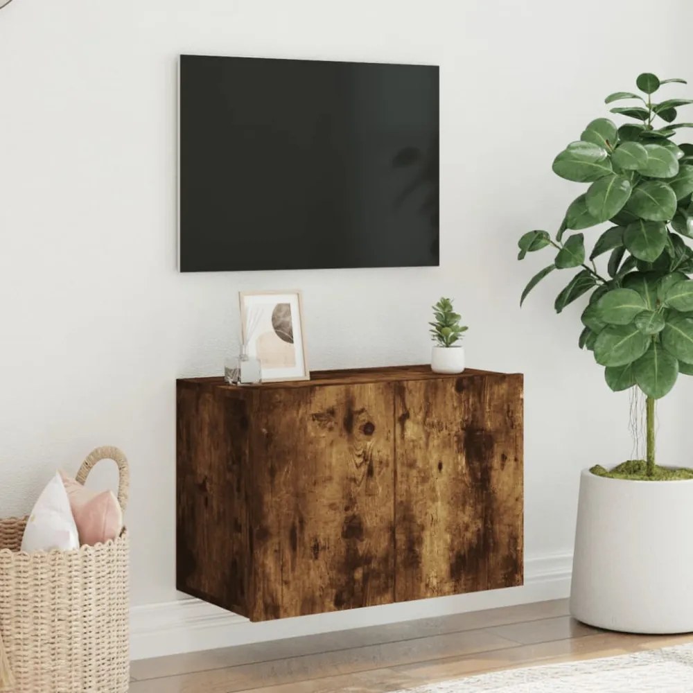 füstös tölgy színű falra szerelhető TV-szekrény 60 x 30 x 41 cm