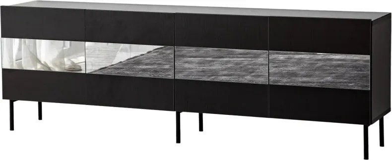 Leon TV-állvány, fekete-füstszürke, 180 cm