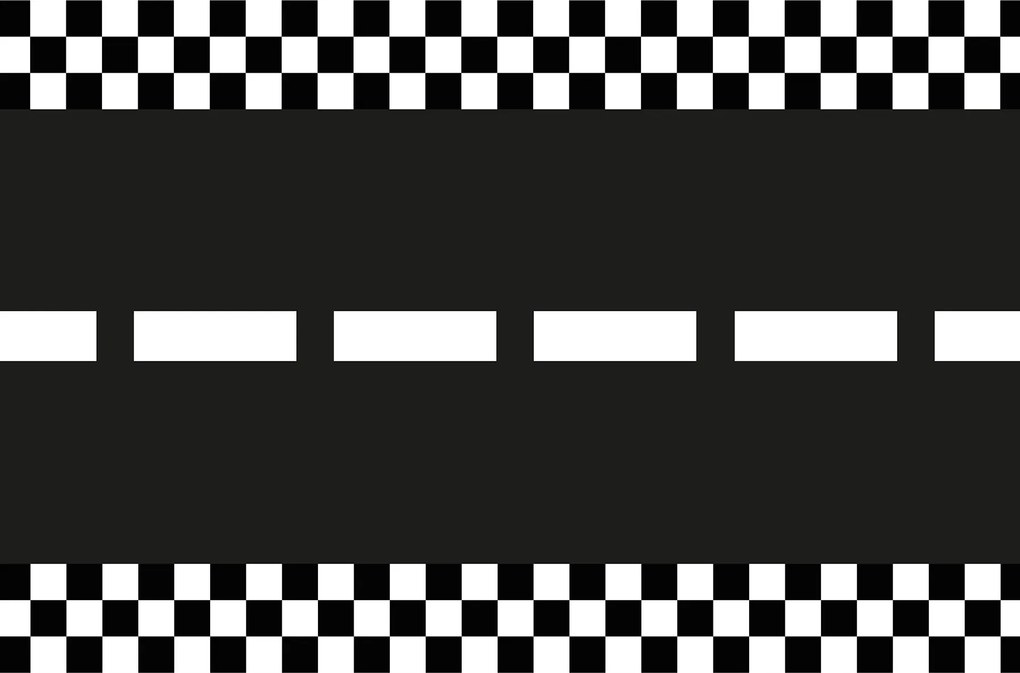 Flizelin Futópad Versenypálya 40cm/5m Fehér-fekete