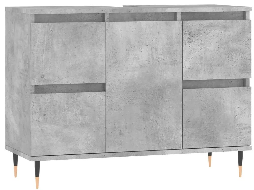 Betonszürke szerelt fa fürdőszobaszekrény 80 x 33 x 60 cm