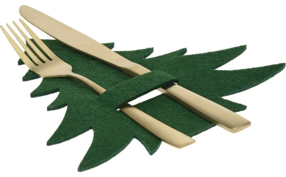 X-Mas Tree zöld evőeszköz-tartó, 4 darabos szett