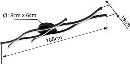 Globo 67206D Mennyezeti lámpa könnyűfém fekete matt, műanyag fehér, alumínium fekete matt, HxSzxM.: 1080x180x60mm, LED 35W 230V, 3610lm forrás, 1220lm kimenet, 3000K