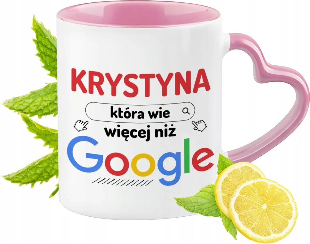 Krisztina bögre rózsaszín, szív alakú füllel Kávés Ajándék