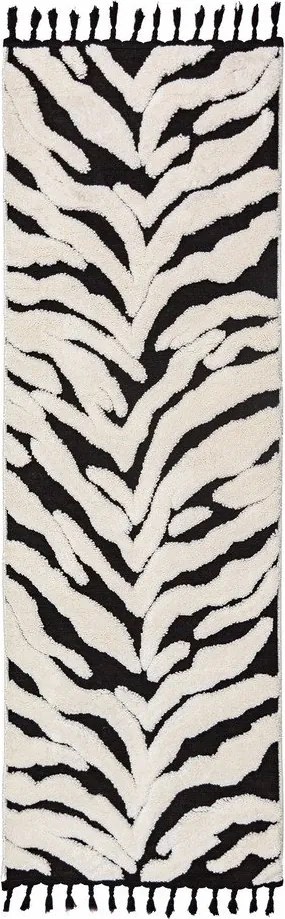 Fekete-fehér futószőnyeg 80x300 cm Esra Zebra – Flair Rugs