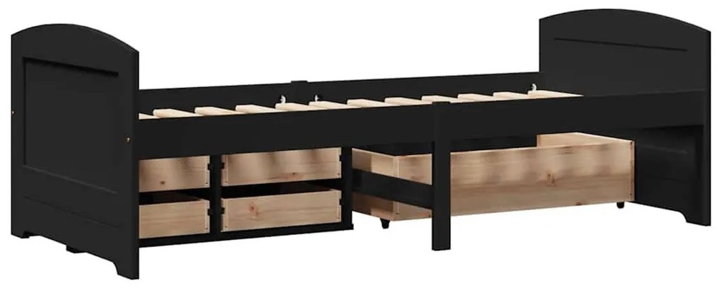 Napozóágy 5 fiókkal matrac nélkül IRUN Fekete 90x200 cm
