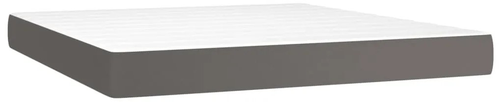 szürke műbőr rugós ágy matraccal és LED-del 180x200 cm