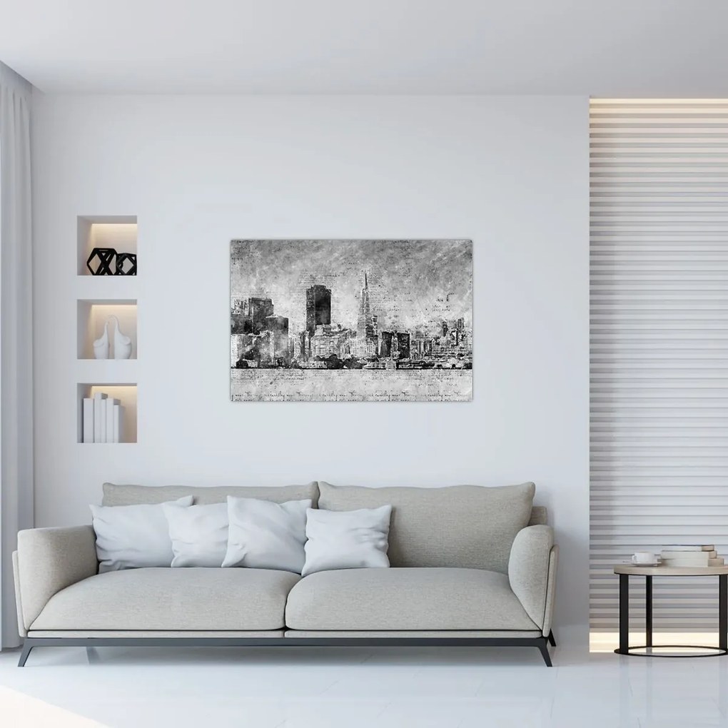 Kép - Kávé művészeti város (90x60 cm)