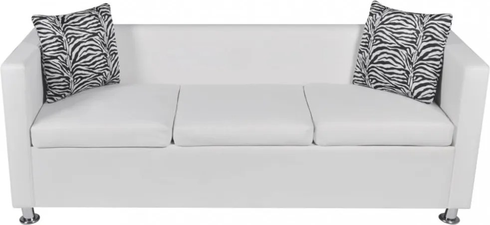 Fehér 3 személyes és 2 személyes karfás műbőr kanapészett