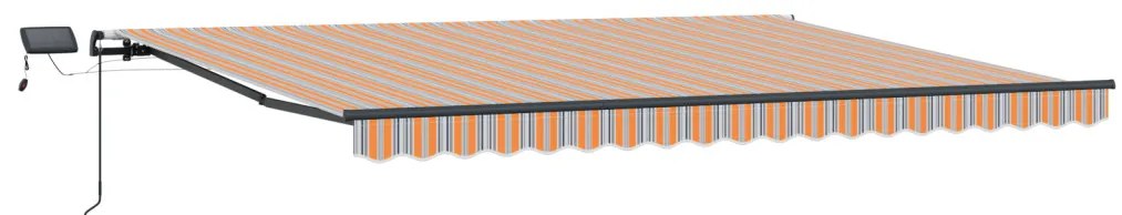 Kézi Behúzható Napellenző LED Többszínű Csíkkal 400x300 cm