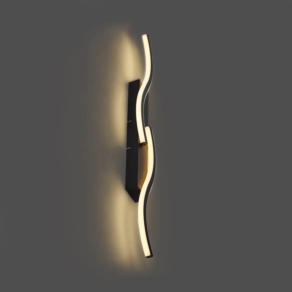 Design fali lámpa fekete 3 fokozatban dimmelhető 2-lámpás - Bummy