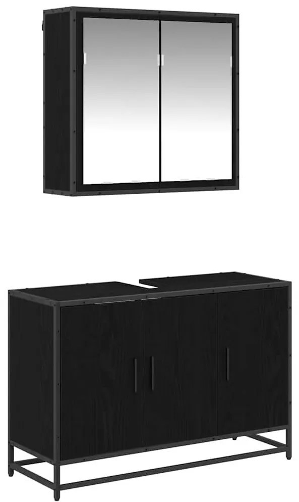 Fürdőszoba bútor szett 2 pcs Musta tammi 90 x 33 x 60 cm