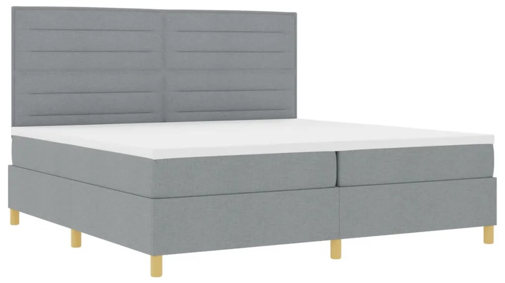 Boxspring Ágy Matrac Világosszürke 200x200 cm Szövet