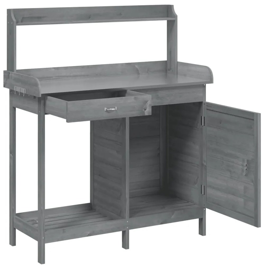 szürke tömör fenyőfa ültetőasztal szekrénnyel 110,5x45x124,5 cm