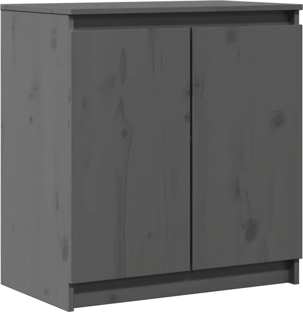 vidaXL szürke tömör fenyőfa kisszekrény 60 x 36 x 65 cm