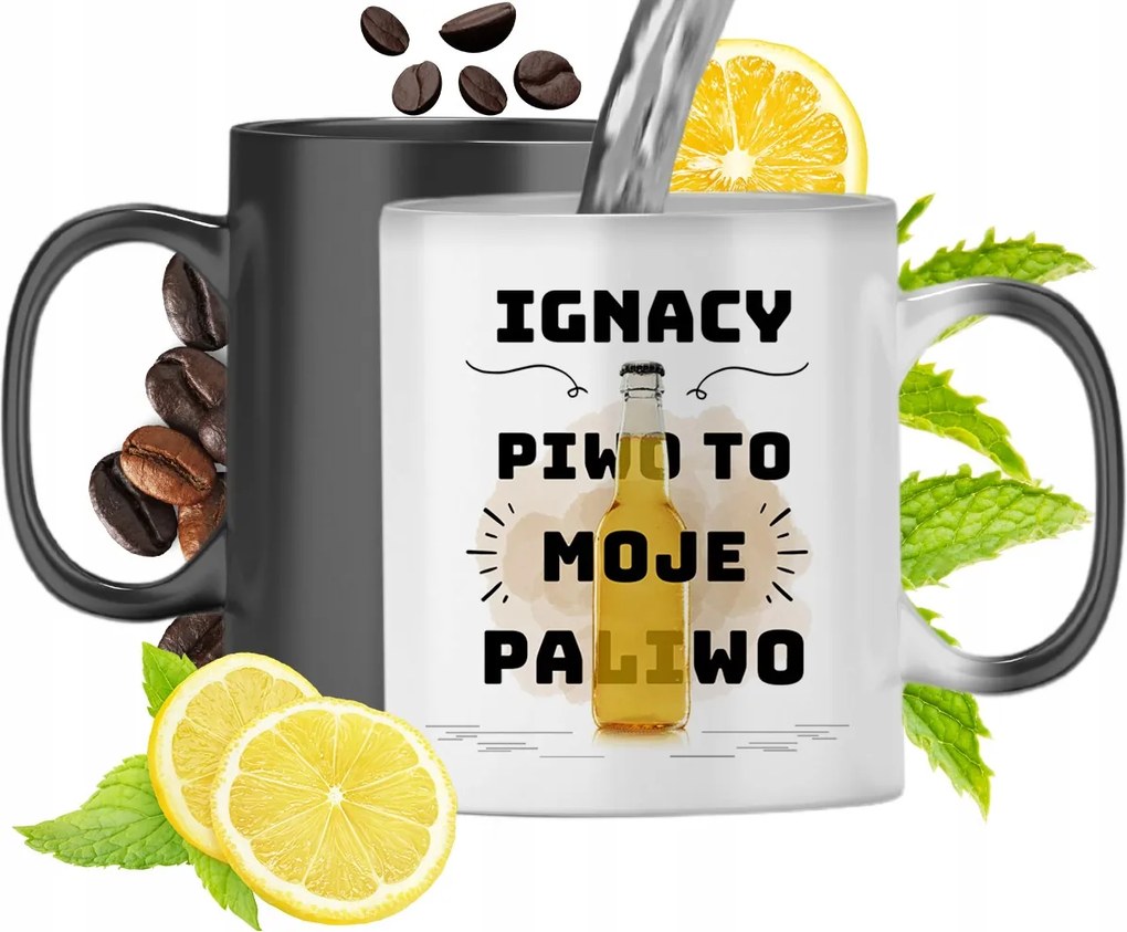 Mágikus bögre Ignácnak Fekete matt nyomott mintával 330ml