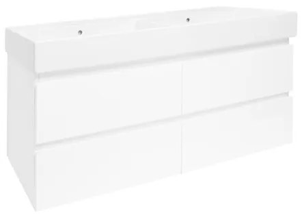 SAT B-Way Fürdőszobaszekrény mosdóval 119x50x45 cm fehér fényes BWAY2120WU2BI