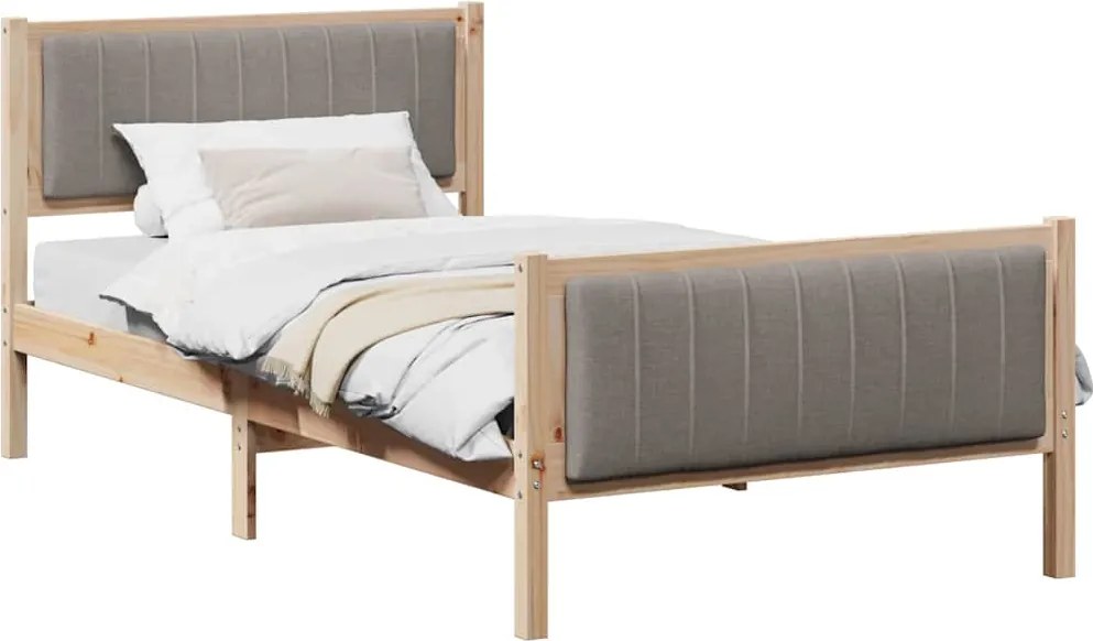 vidaXL Ágykeret fejtámlával Barna és taupe 100 x 200 cm Tömör fenyőfa