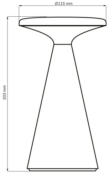 PAROS LED asztali lámpa, 1,8W, 5V USB, 1800 mAh, IP44, fekete, dimmelhető