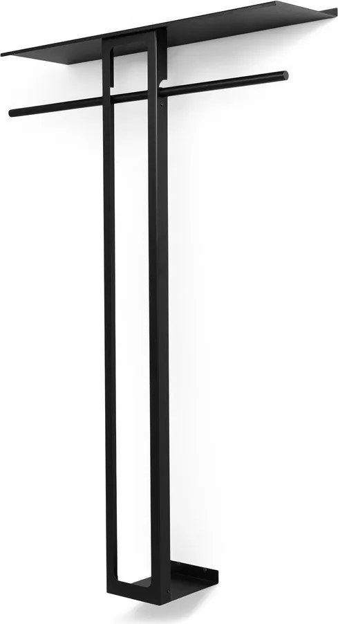 Fekete acél fali fogas polccal 100 cm Luno Large – Spinder Design