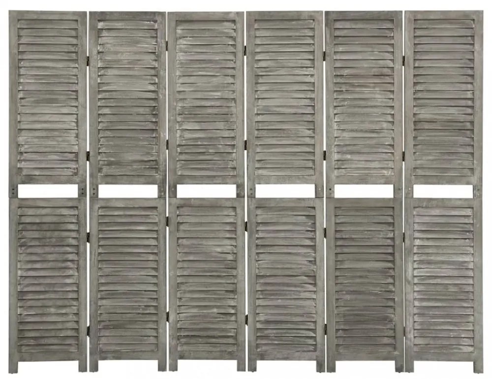szürke 6 paneles tömör faparaván 214 x 166 cm
