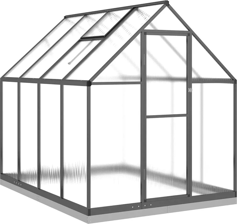 vidaXL antracitszürke alumínium melegház alapvázzal 224x169x202 cm