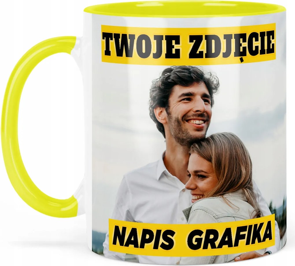 Fotóbögre Sárga Feliratokkal Vicces Személyre szabott Ajándék Logóval