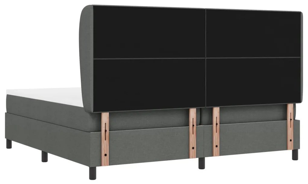 Boxspring Ágy Matrac nélkül Sötétszürke, 200x200 cm Szövet