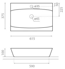 Bathco 0041 - Ráépíthető mosdó SARDINERO 61,5x37,5 cm porcelán/fehér