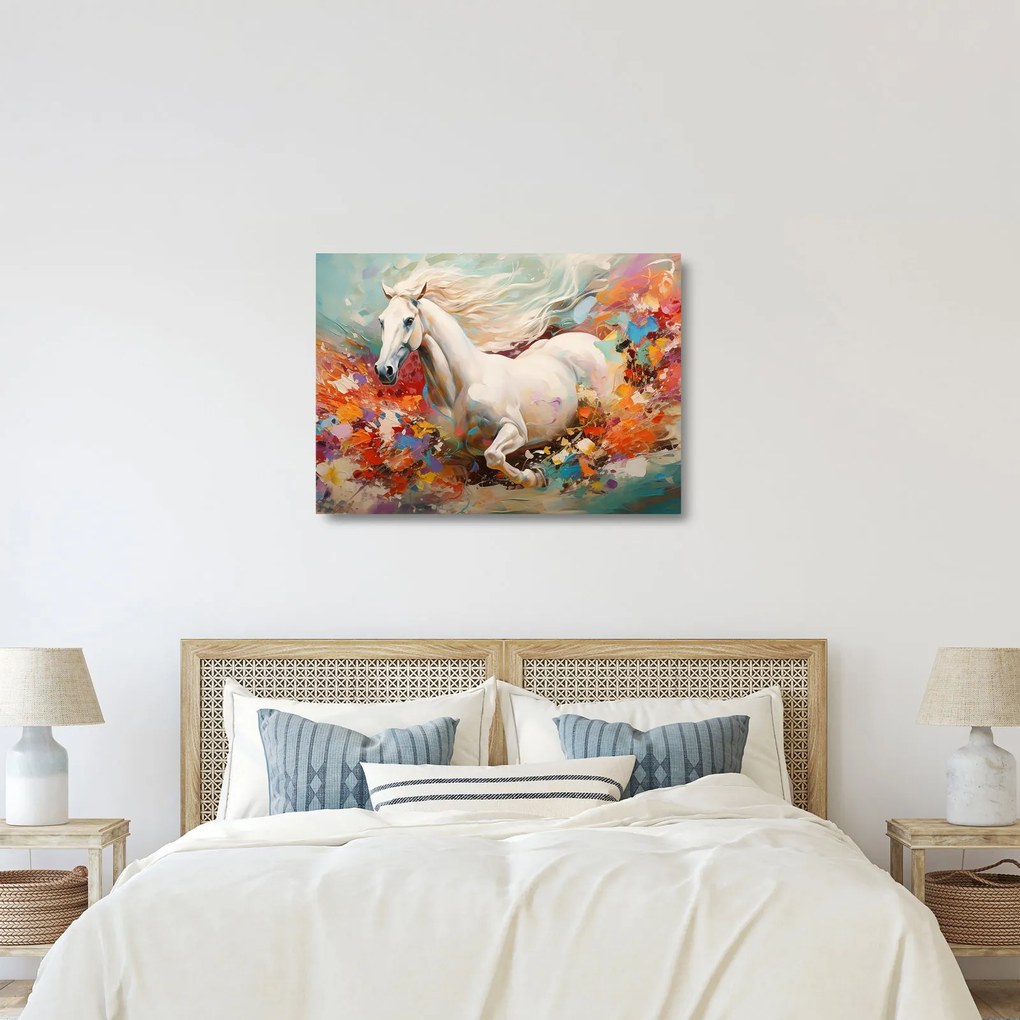 Üveg kép - Egy ló festése (70x50 cm)
