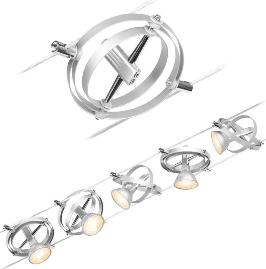 Paulmann 94436 - 5x GU5,3/10W CARDAN spotlámpa, matt króm, 230V