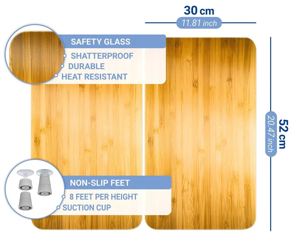 Edzett üveg tűzhely fedőlap szett 2 db-os 52x30 cm Wooden – Maximex