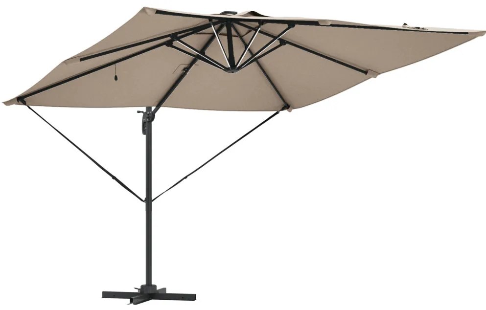 Cantilever Roma Napernyő LED-fénnyel - Taupe (286 x 285 x 270 cm) - Alumínium