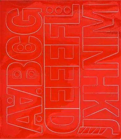 Öntapadós matrica, 5 cm-es, betűlap, ABC első fele, piros (LUIN136)