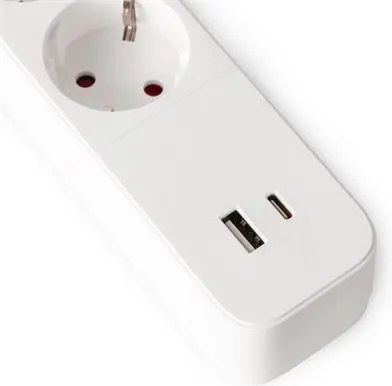 Elosztósor, 4 aljzat, 1,5 m, USB, kapcsolóval, ENTAC, fehér (ENTEL4K2U)