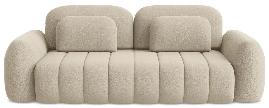 Világosbarna buklé kinyitható-tárolóhelyes kanapé 266 cm Pele – Makamii