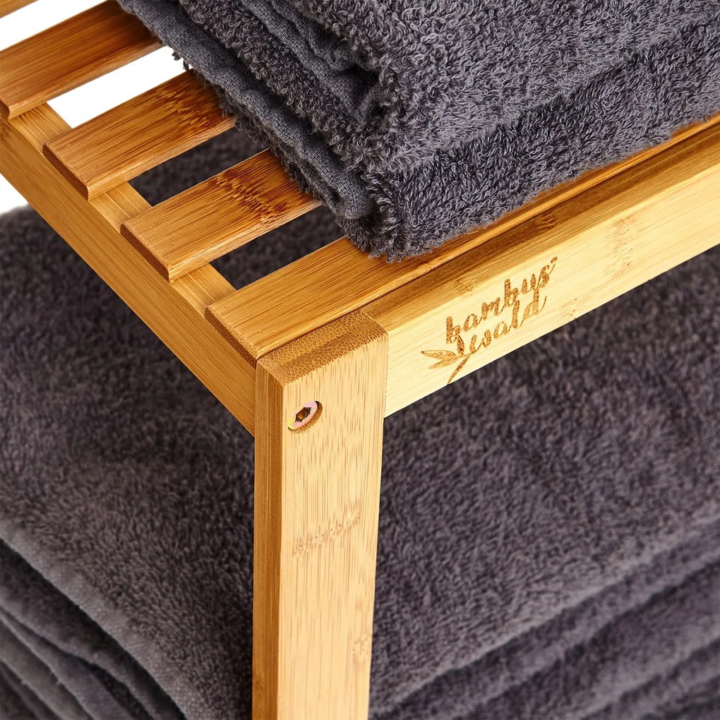 Blumfeldt Polcállvány, többcélú polcállvány, 4 szint, 34 x 110 x 33 cm (SZ x M x M), kombinálható, bambusz