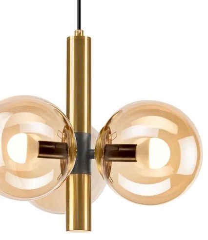 Csillár zsinóron ROLLO 3xE14/5W/230V arany/füstös bézs