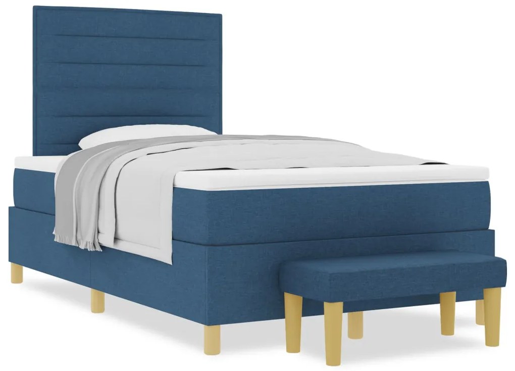 Box Spring Ágy Matraccal & Pad Kék 120x190 cm Szövet