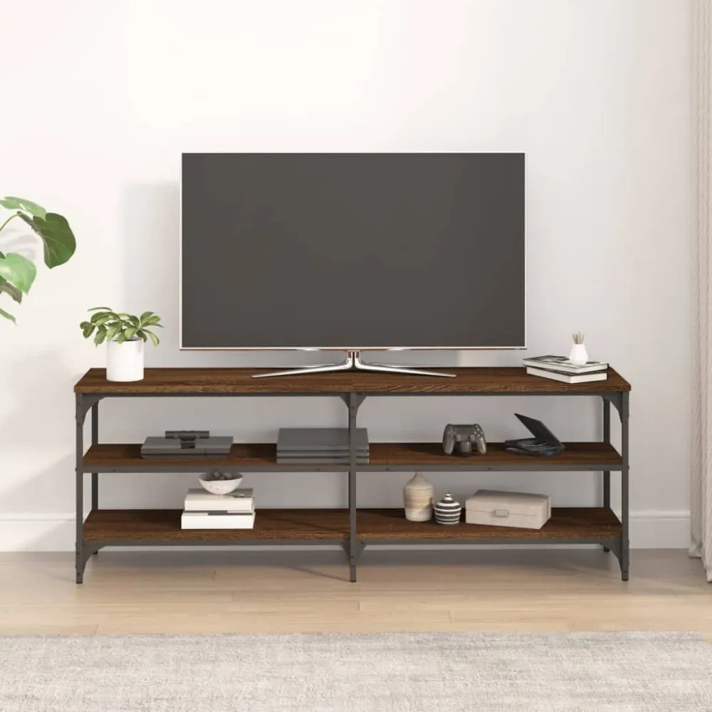 barna tölgy színű szerelt fa TV-szekrény 140 x 30 x 50 cm