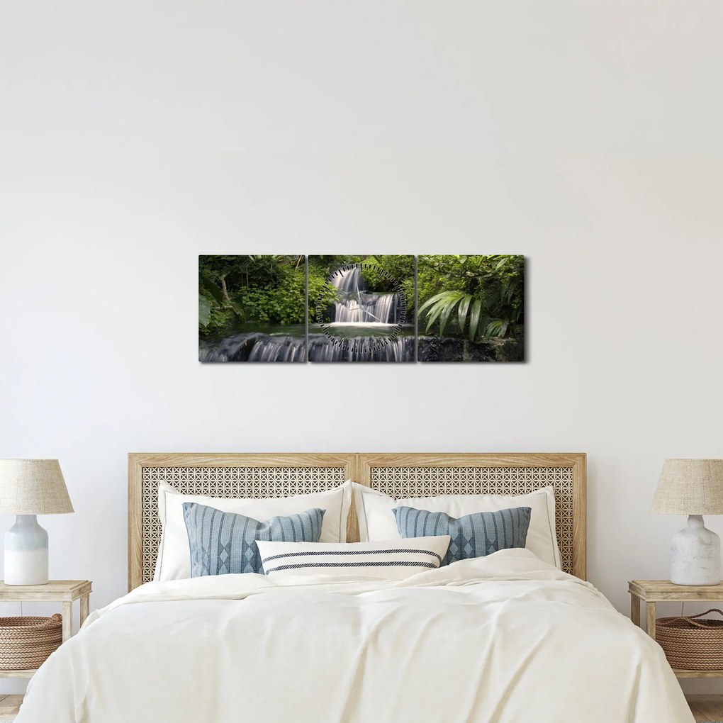 Kép - Vízesések (órával) (90x30 cm)