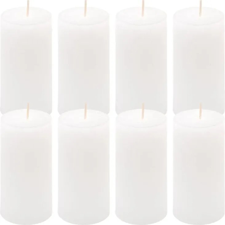 Rusztikus gyertyakészlet 10 cm Ø 5 cm 8 db fehér