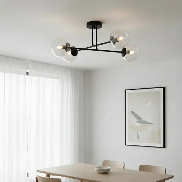 Brilagi - MALIVA felületre szerelhető csillár 4xE14/15W/230V fekete/átlátszó