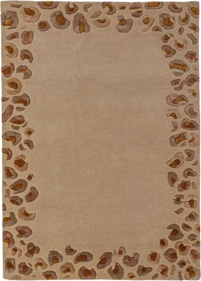Natúr színű kézi szövésű gyapjúkeverék szőnyeg 160x230 cm Leopard Frame – Flair Rugs