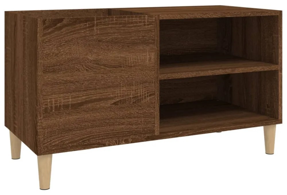 barna tölgyszínű szerelt fa hanglemezszekrény 84,5x38x48 cm