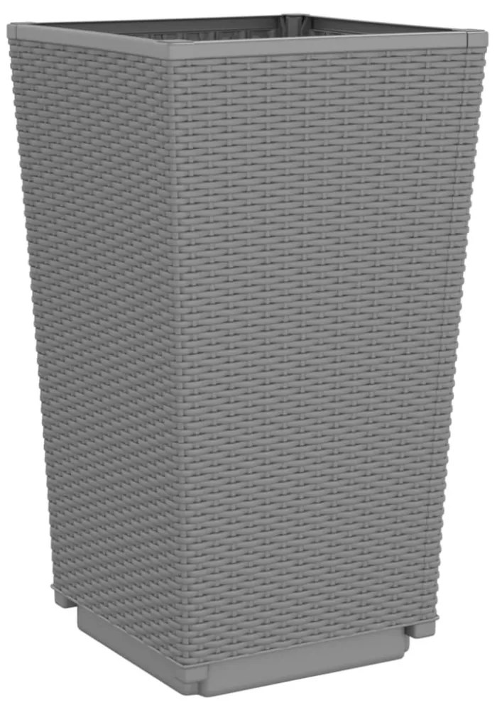 2 db világosszürke polipropilén kerti virágláda 32,5x32,5x57 cm