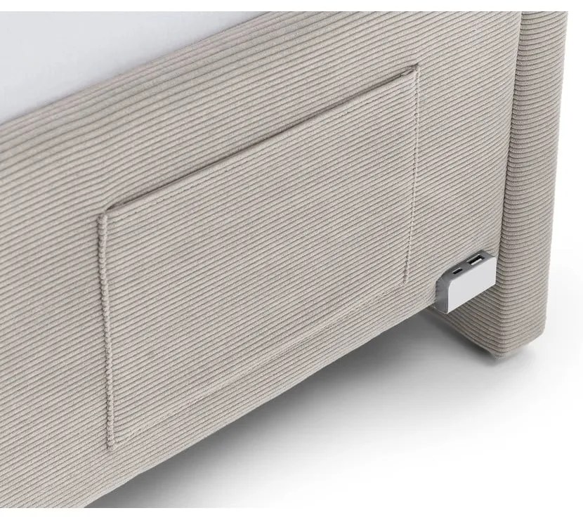 Bézs kárpitozott ágyneműtartós sarok gyerekágy ágyráccsal 140x200 cm Cool – Meise Möbel