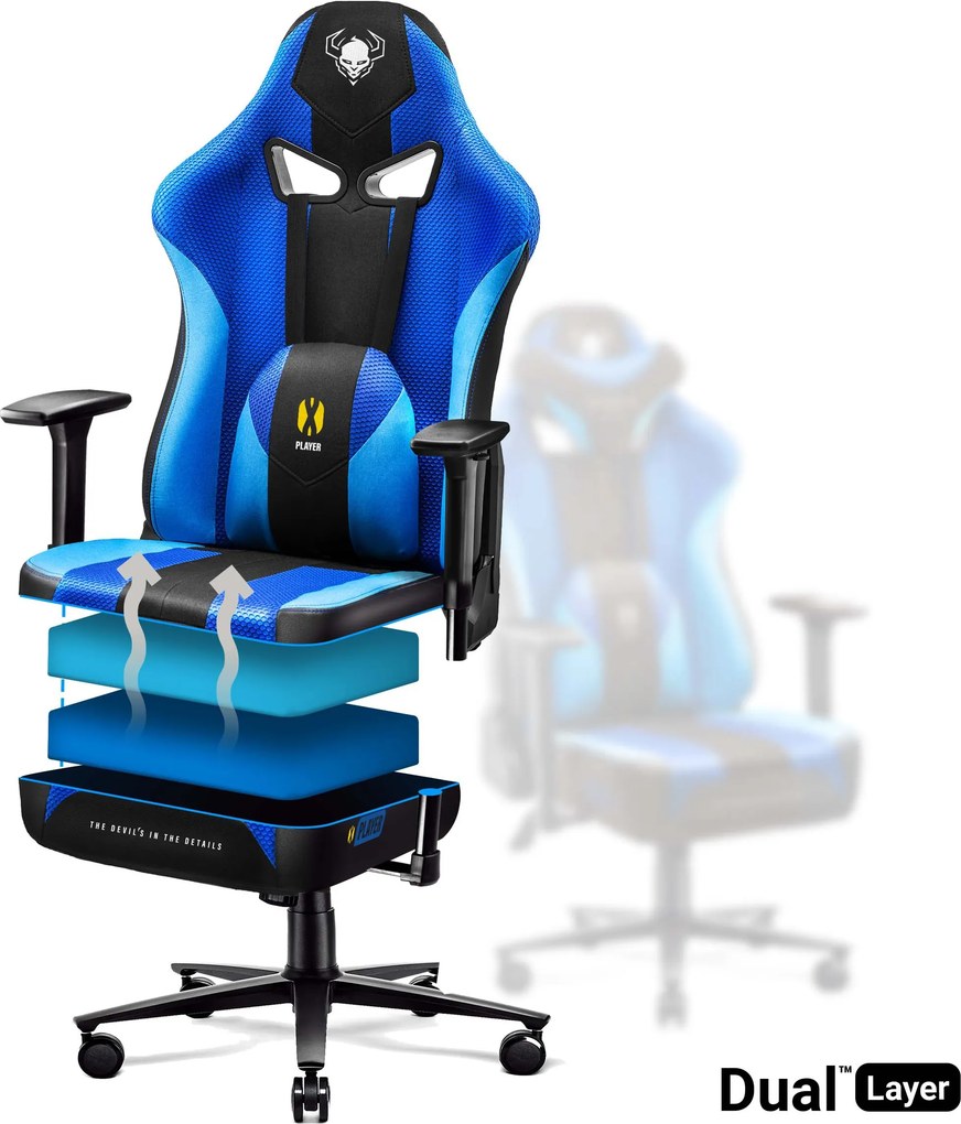 Gamer szék szövet kék-fekete King Size: Diablo X-Player 2.0 Frost Black
