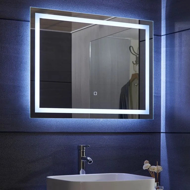 AQUAMARIN Fürdőszobatükör LED világítás 80 x 60 cm 28 W